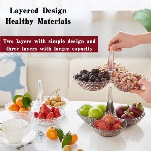 Quivlox Transparent Multi-Layer Acrylic Fruit Tray European-Style Anti-Deform Stackable Dried Fruit Tray Exquisite Table Tray