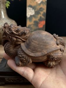 Vietnam Agarwood Carving Plain Surface Dragon Turtle Hand Pieces Craft Ornament Mens Crafts Carving Ornaments Auspicious Beast Portable Hand Toy