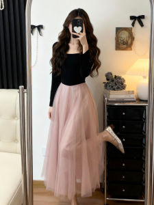 LIRUSHAN | French Waist Cinching Dress Pink Long