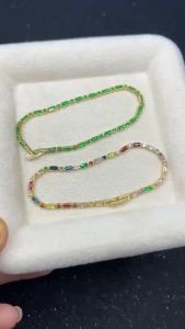 Green Multicolor CZ Tennis Bracelets for Women Ladies Wedding Rainbow Zircon Charm Bracelet Hand Chain Jewelry For Student Gift