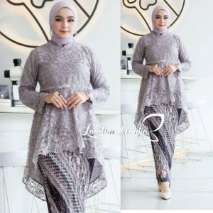 Set Kebaya Modern Tunik Payet Tille Rok Plisket Kebaya Pesta Kondangan Wanita Remaja Dewasa Setelan Kebaya Wisuda Blouse Kebaya Tunik