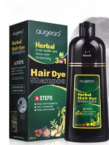 Augeas Plant-Based Hair Dye Cream Shampoo Natural Black C-1 Hair Coloring Treatment for All Hair Types Long-Lasting Color