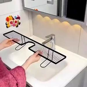 【G】Over Sink Faucet Storage Shelf Large Capacity Hollow Drain Design For Bathroom Kitchen Organizing