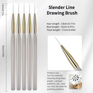 1/2PCS Nail Art Vintage Checker & Ultra-Fine Brush Set for Manicure Design - Line Grid Pattern Drawing Tools for DIY Nail Art