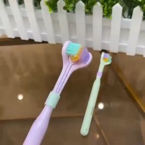 ✅Kids Three-Sided Toothbrush 4-12 Years Yalina Oral Care Brush / Ultra Fine Soft Bristle Deep Cleaning