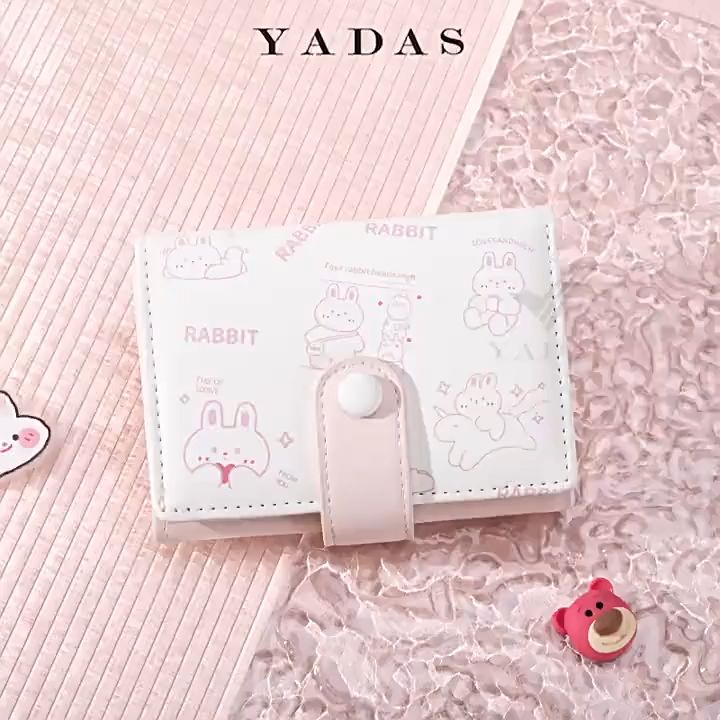 Ví nữ ngắn mini da mềm nhỏ gọn dễ thương hình gấu, thỏ có thể gấp gọn ...