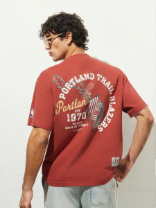 Jack Jones | Collaboration NBA Team T-Shirts Mens Cotton Slightly Loose Summer Short Sleeve Top