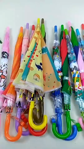 Kids umbrella long handle automatic sun umbrella cartoon waterproof for boys and girls