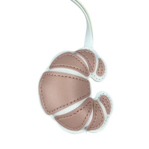 Móc Khóa Túi Hình Croissant Bằng Da PU Màu Trơn/ Phối Màu Phụ Kiện Trang Trí Túi Thời Trang