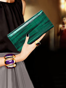 SIFULUN | Croc Leather Multi-slot Multilayer Long Wallet