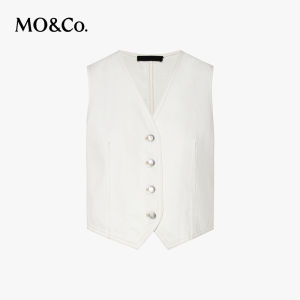 MO&Co. | Finely Tailored Short Denim Vest Adjustable Waist