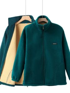 Áo Khoác Lông Cừu Nhung Rộng Rãi Cho Mẹ Và Bà Ngoại Mùa Thu Đông Áo Khoác Ngoài Ngắn Cho Nữ Chất Liệu Polyester Phong Cách Thường Ngày