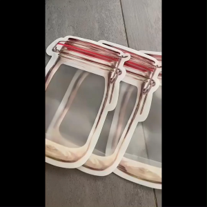 ( 1 PCS ) MASON Jar ZIP KANTONG PLASTIK KLIP MOTIF TOPLES Wadaj MAKANAN SNACK BUMBU ZIPPER BAG