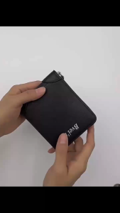 กระเป๋าสตางค์หนังวินเทจพับสองทบพร้อมซิป สไตล์ Casual สำหรับผู้ชาย ขนาดกะทัดรัด