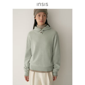 INSIS FEMME | High Neck Hooded Slightly Loose Wool Knit Top