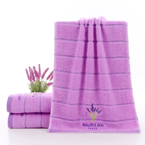 High Quality Embroidered Cotton Towel Set 34x74cm Lavender Aromatherapy Hand Face Towels