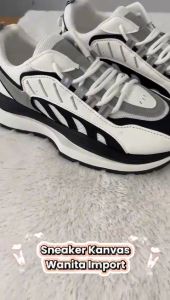Sepatu Sneakers Wanita Import WV023 Sepatu Wanita Kanvas Kombi Kulit Sneakers Import Kanvas Wanita Sepatu Sport Kulit Wanita Sepatu Sporty Wanita Kekinian Import