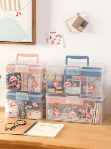 Stationery Storage Box Desktop Multi-Function Large Capacity Art Toolbox Crayon Brush Journal Tape Organizing Rack
