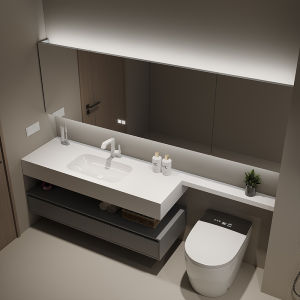 Modern Simple Rock Board Bathroom Cabinet Washstand Intelligent Sink Cabinet Extended Toilet Board Bathroom Furniture Combination