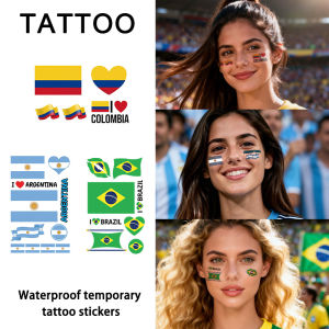 Flag Temporary Tattoo Sticker Long-lasting and Waterproof Festival Football Soccer Fan Stickers Arm Face