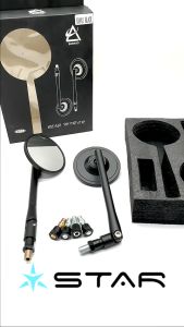 Universal Adjustable Motorcycle Side Mirrors with Slim 360° Rotatable Design for Honda/Suzuki/Yamaha - New