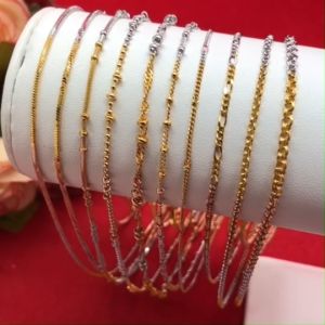 สร้อยคอทองสามกษัตริย์ 3k คละแบบ ความยาว 18 นิ้ว ลายไข่ปลา กระดูกงู โซ่ ห่วงกลม ห่วงคู่ เลสแบน สร้อยแฟชั่น ทำจากทองเหลือง