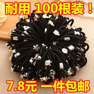 Leather Cover Rubber Band Hair Band Korean Head Rope Minimalist Black Adult Hair Tie Cartoon Bow Hair Rope Headdress Female