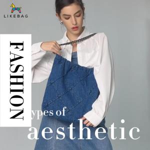 LIKEBAG 2024 casual fashion denim bag large capacity shoulder Tote bag delicate chain underarm womens bag