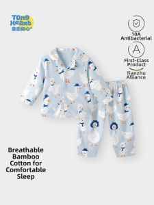 TONGLIANCHUXIN | Bamboo Cotton Childrens Sleepwear Set Long Sleeve Collared