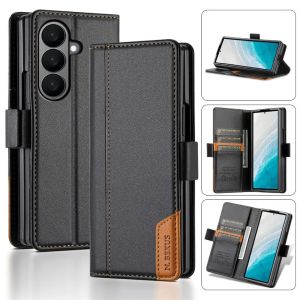 Wallet with RFID Blocking Card Holder Hinge Protection Flip PU Leather Phone Case For Samsung Galaxy Z Fold 8 Ultra 7 6 5 4 3