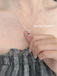 Natural East Ling Jade Pendant Necklace 925 Silver Snake Bone Chain New Chinese Style Retro Colorful Ins Fashion Jewelry