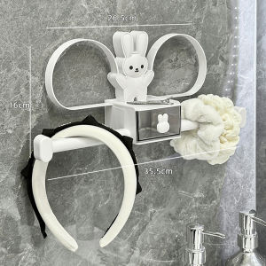 Bathroom Hairband Storage Rack Wall Mounted Hair Accessories Organizer Plastic Cartoon Style Universal Shelf for Everyone