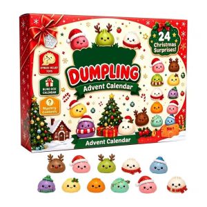 Schylling | Christmas Squishies Advent Calendar 2026 24 Days Countdown Dumpling Squishy Toys Slow Rising Squeeze Fidget Sensory Decor Gift