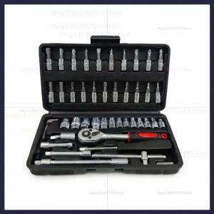 46Piece Car Repair Tool Set Professional Auto Motorcycle Ratchet Wrench Socket Kit for Garage Home Maintenance and Mechanic Work