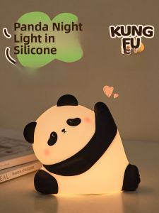 Wave Hello Panda Night Light Silicone Sleep Bedroom Lamp Rechargeable Eye Protection Children Tap Tap Light Cute New Model