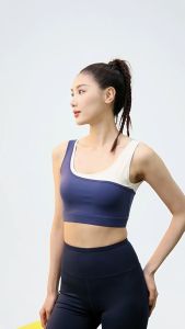 NYK Color Block Sports Bra with Fixed Chest Pad Women U-shaped shockproof Yoga Bra Workout Gym Running Activewear Bras