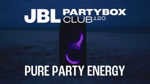 JBL Partybox 130 / Club 120 Wireless Party Speaker with AI Sound Boost Futuristic Light Show Up to 12Hrs Playtime Multispeaker Connection by Auracast Guitar & Mic Input Splashproof