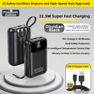 Jieyang | Airline Portable Self-Cable Fast Charging Large Capacity Power Bank 20000mAh