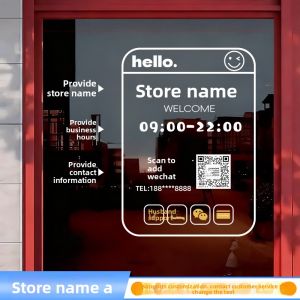 XIANXIANWUFANG | Customized Opening Hours Notice Static Cling Decal