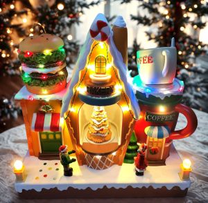 SANTA CLAUS COFFEE AND BURGER HOUSE CHRISTMAS VILLAGE