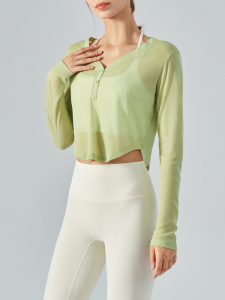 ชุดกีฬาสตรีสีเขียวเลมอนสำหรับออกกำลังกาย ชุดโยคะ ชุดวิ่ง เสื้อผ้าใส่ด้านนอก ชุดกีฬา ชุดลำลอง ดีไซน์ใหม่ สัมผัสเนื้อนุ่มสบาย