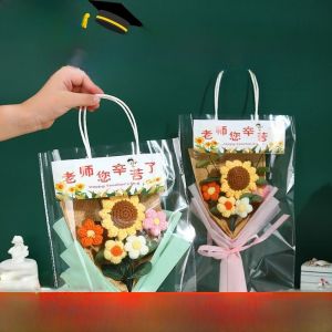 Hand Knitted Small Bouquet of Flowers Practical Graduation Ceremony Birthday Gift for Teachers Kindergarten Women