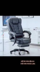 Ghế Xoay Văn Phòng - Ghế Giám Đốc Mát Xa Lưng Thư Giãn SmartHome Chân Xoay Da PU Có Tựa Đầu Ngả Lưng Gác Chân Ghế Trưởng Phòng Ghế Chủ Tịch Mát Sa 1 Chế Độ Lưng Thoải Mái Khi Ngồi - Mã B056