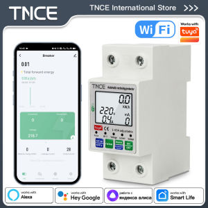 TNCE Tuya 1-63A Smart Energy Meter With Over/Under Voltage Current Leakage Protection WIFI Remote Control Power Circuit Breaker