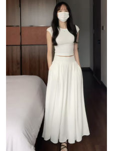 แฟชั่นฝรั่งเศสชุดสําหรับ Petite ผู้หญิงฤดูร้อนชุดสั้นเอวสูงกระโปรง 2 ชิ้นชุดอินเทรนด์