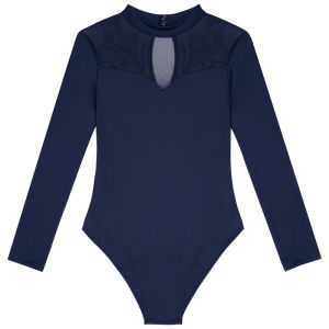 aiwuge | Womens Standing Collar Embroidered Dance Suit Long Sleeve Ballet Practice Suit