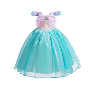 Halloween Mermaid Princess Dress Sparkling Shell Performance Dress Childrens Birthday Gift Dress Girls Clothing Stage Costume