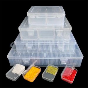 Plastic Diamond Painting Storage Box Set with Lids Clear Multi-Grid Craft Organizer for Beads Gems Accessories DIY Art Suppl
