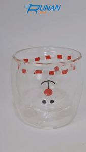 Gelas Minum 200ml Gelas Double Wall Beruang Unik Coffee Bear Cup Glass