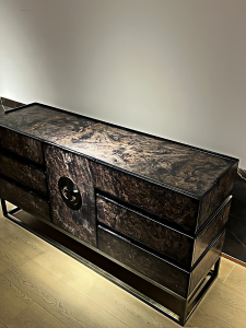 Luxurious Vintage Entrance Hall Cabinet Dining Room Sideboard Storage Cabinet Stainless Bronze Villa Flat Decorative Cabinet